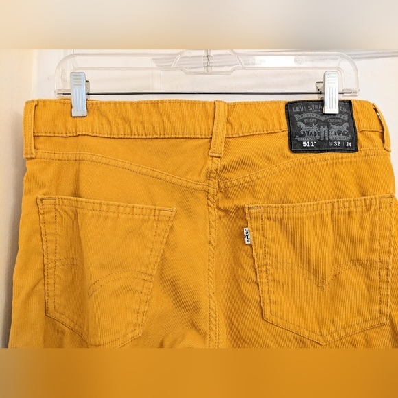 Levis 511 corduroy 32/34 slim cut straight leg pants Black Label stretch yellow - Picture 4 of 8